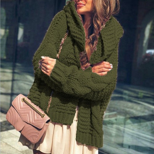 Damen Grobstrickjacke mit oversized Passform und voluminösen Ärmeln R&B