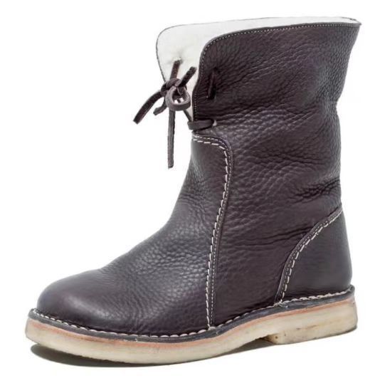 Damen Freizeit-Stiefel aus weichem Leder mit verstellbarem Schnürsystem R&B