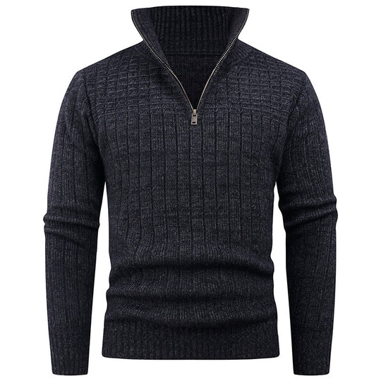 Herren eleganter Rollkragenpullover mit modernem Zopfdesign R&B