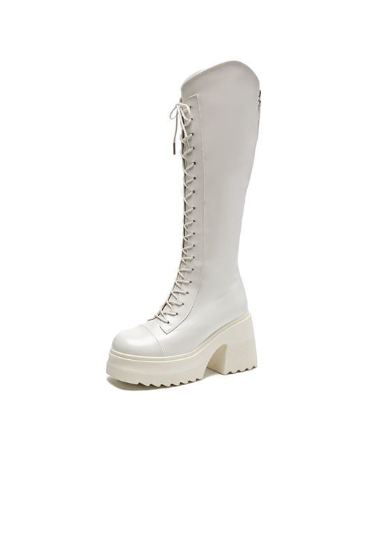 R&B | Hohe Stiefel Damenstiefel mit Schnürung und Robuster Ferse