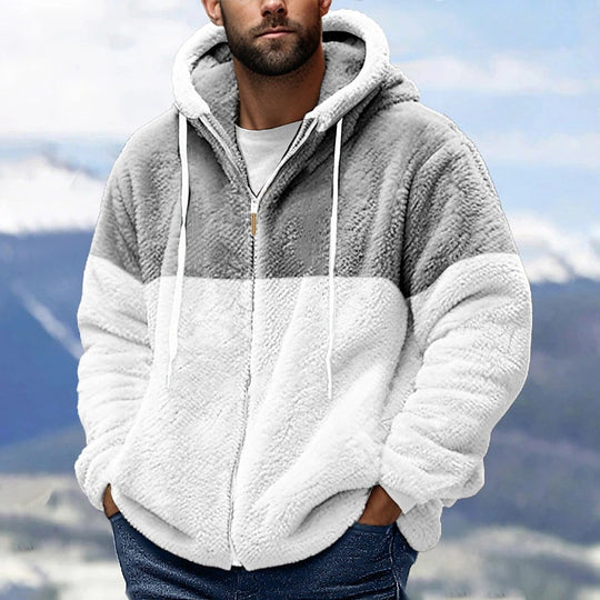 Herren kuschelige Fleecejacke mit Kapuze R&B