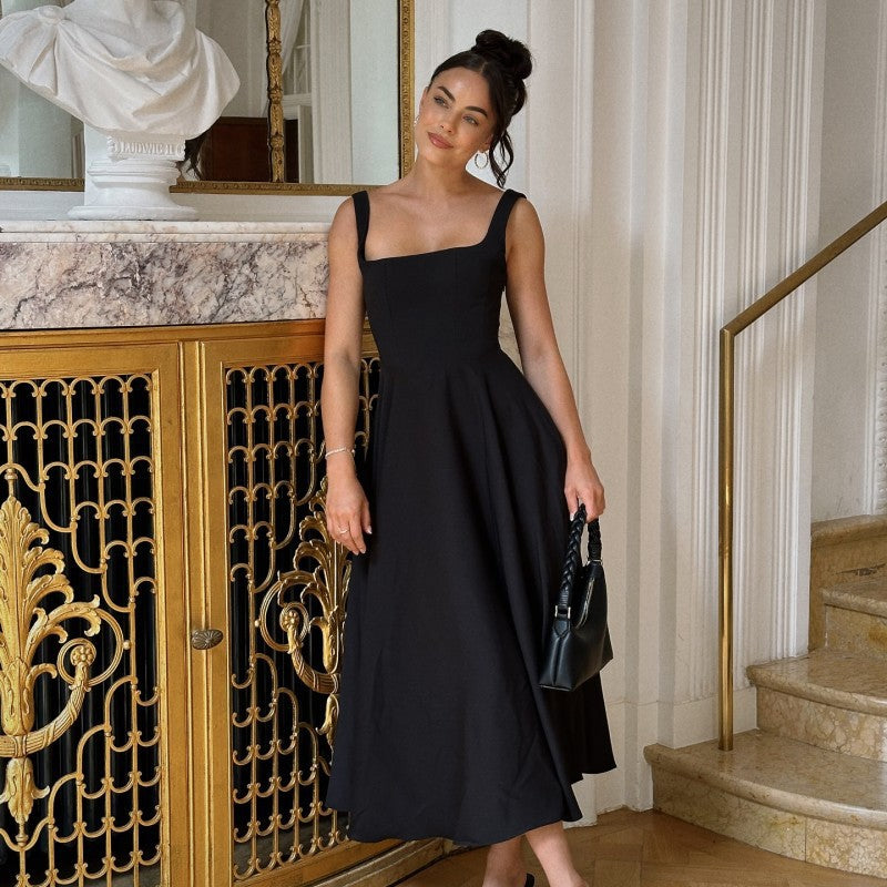 Damen Elegantes Maxikleid mit traumhaftem A-Linien Schnitt und schickem Quadrat-Ausschnitt
