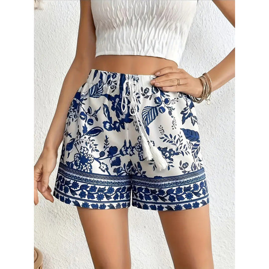 Damen Freizeitshorts mit floralem Muster und elastischem Bund R&B