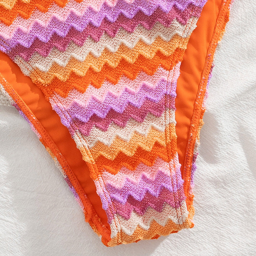 Damen Triangel-Bikini mit romantischem Wellenmuster R&B