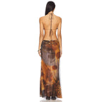 Damen Maxi-Kleid mit verführerischem tiefem Ausschnitt und elegantem Schnitt R&B