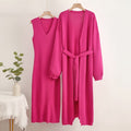 Damen 2-teiliges Kleid und Cardigan-Set mit V-Ausschnitt R&B