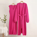 Damen 2-teiliges Kleid und Cardigan-Set mit V-Ausschnitt R&B