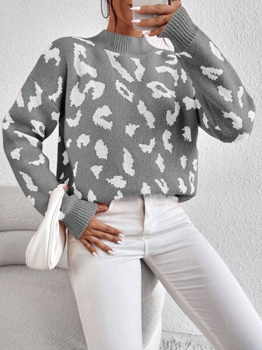 Damen modischer Pullover mit auffälligem Tiermuster und bequemer Passform R&B