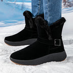 Damen gefütterte Winterstiefel mit modischer Schnallenapplikation und rutschfester Sohle R&B