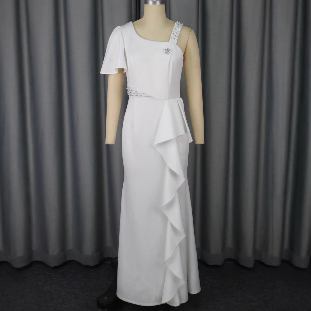 Damen Elegantes Abendkleid mit asymmetrischem Schnitt und Rüschen R&B
