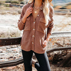 Damen Lässige Strickjacke mit Knopfleiste und Brusttasche R&B