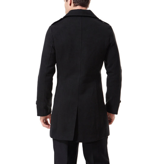Herren modischer Trenchcoat mit doppelter Knopfleiste und praktischen Taschen R&B