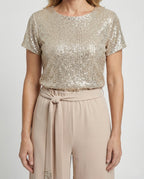 Damen Zweiteiler Set Pailletten elegant