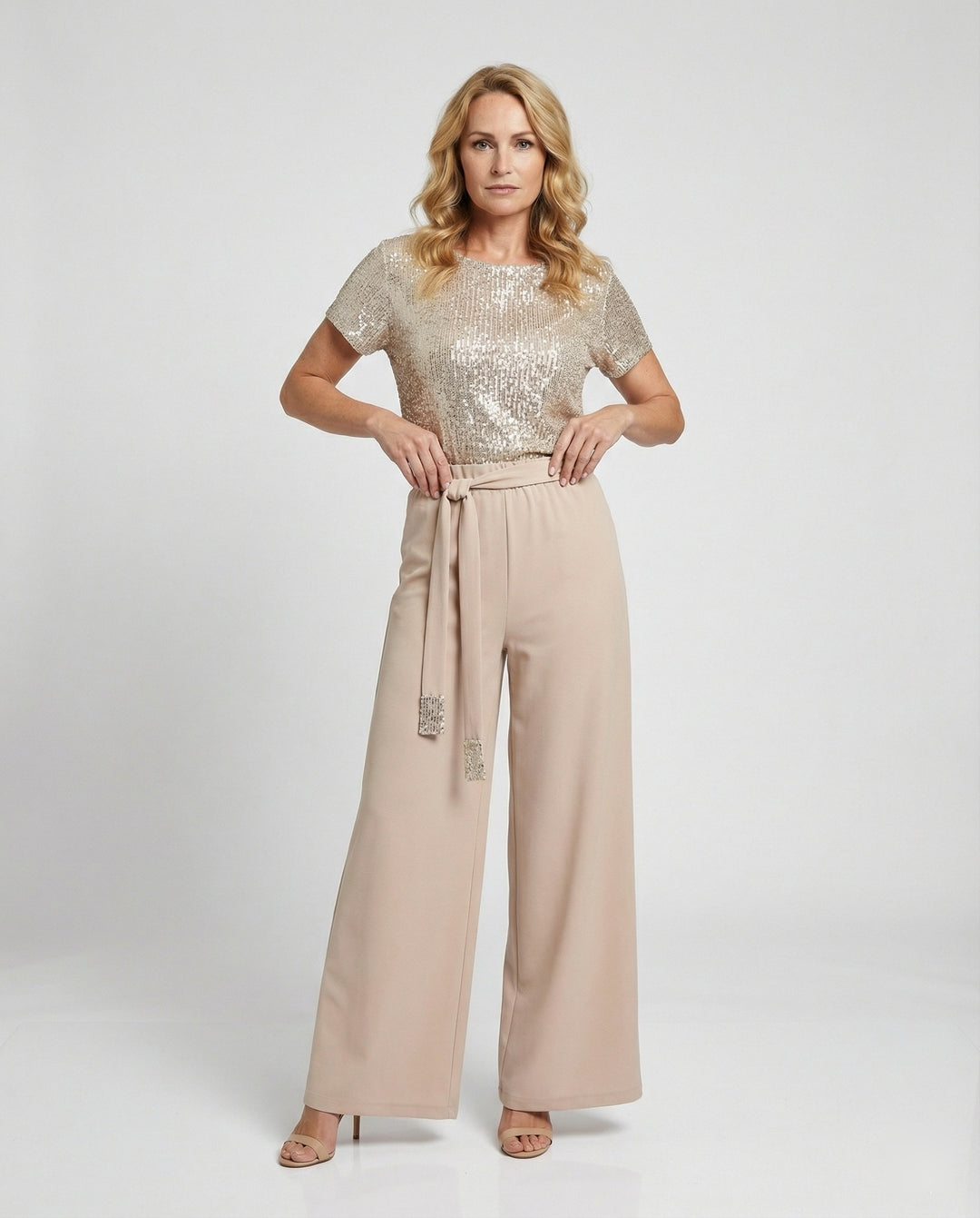 Damen Zweiteiler Set Pailletten elegant