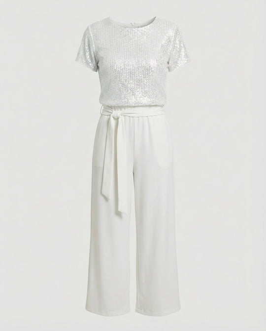 Damen Zweiteiler Set Pailletten elegant