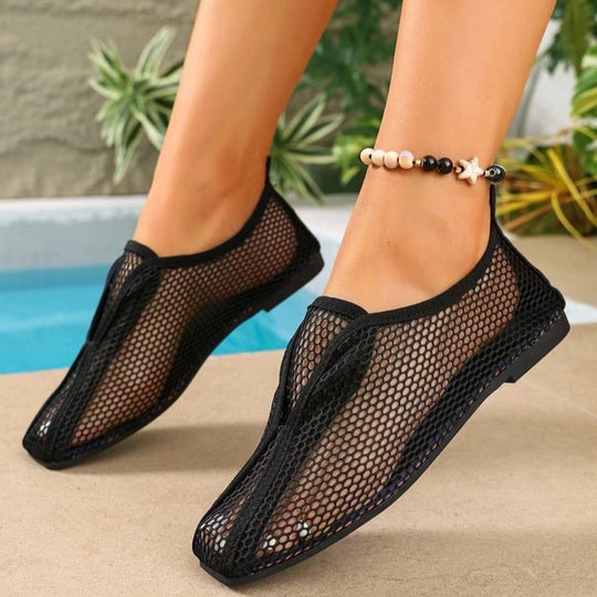 Damen atmungsaktive Mesh-Ballerinas mit funkelndem Akzent R&B