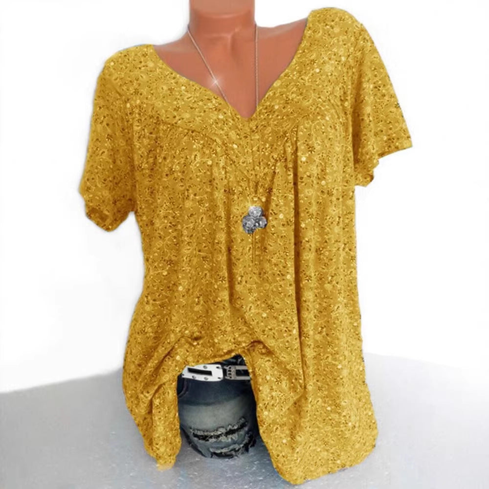 Damen lässige Bluse mit floralen Motiven und luftigen Ärmeln R&B