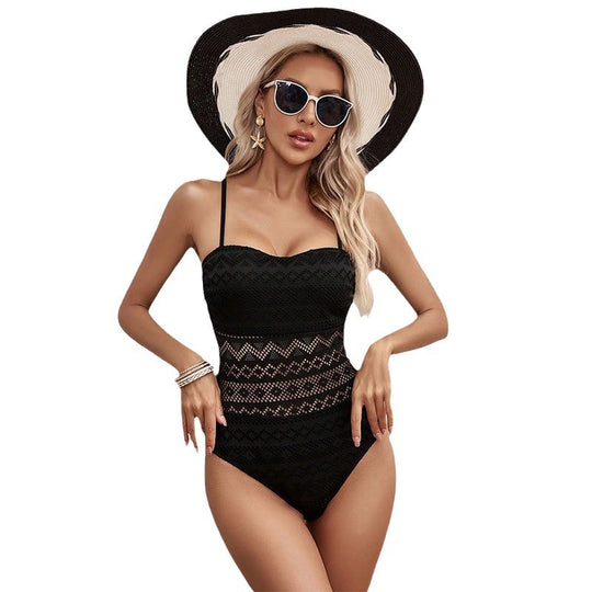 Damen Einteiliger Badeanzug mit raffinierten Häkel-Details R&B