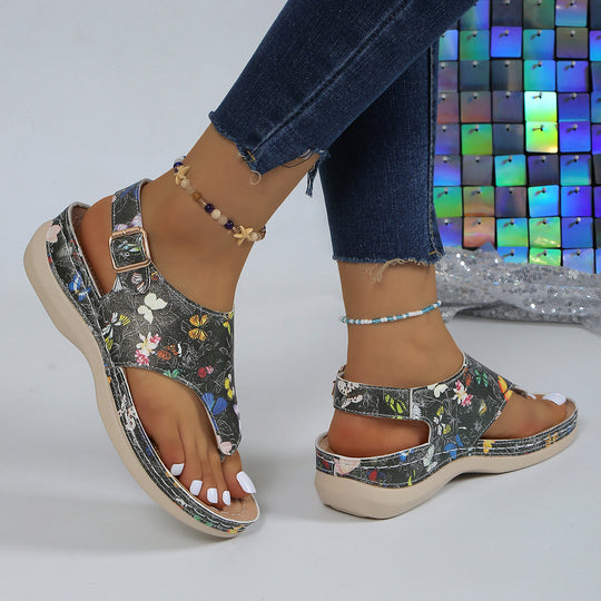 Damen Komfortable Sandalen mit floralen Details und verstellbarem Riemen R&B
