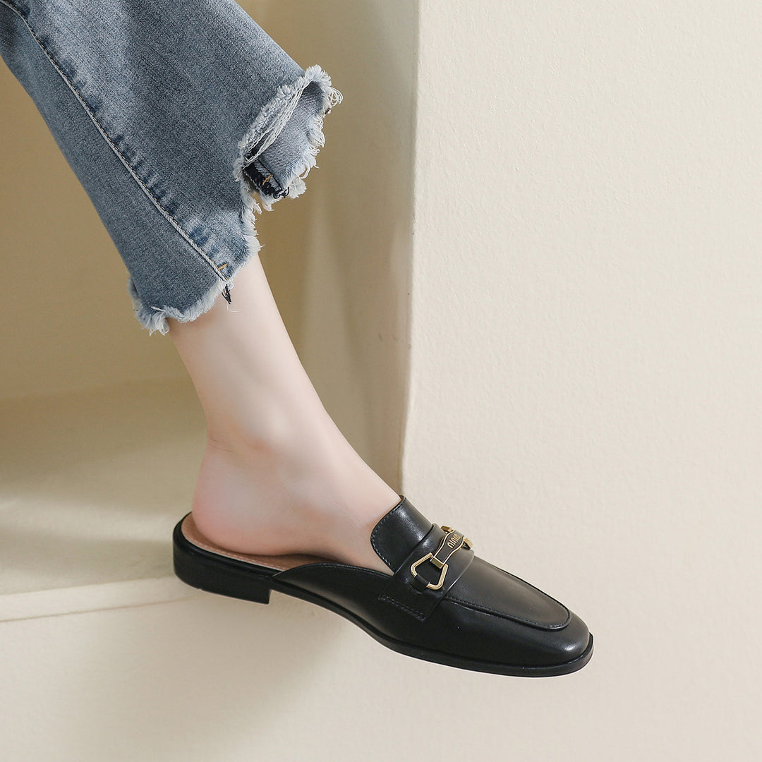 Damen Mokassin-Mules mit elegantem Schnallenakzent und hochwertigem Leder R&B
