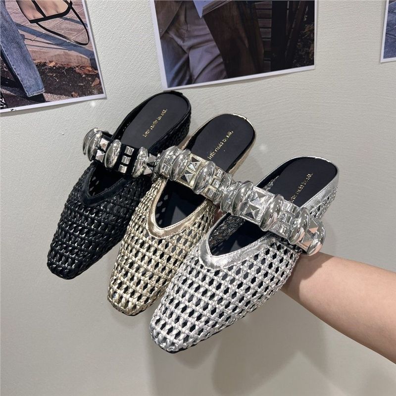 Damen trendige Mules mit modischem Netzdesign und stilvollem Riemen R&B