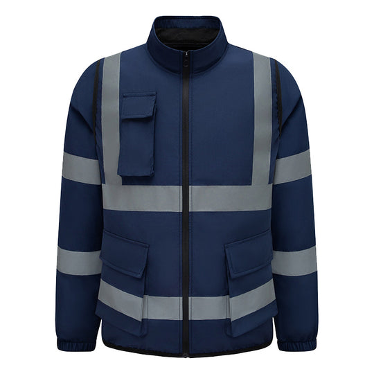 Unisex nan hochsichtbare Warnjacke mit reflektierenden Streifen und multifunktionalen Außentaschen R&B