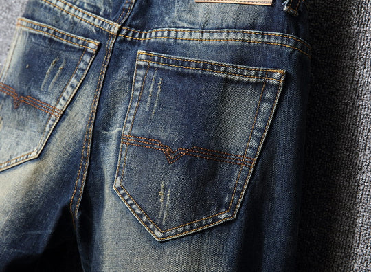 Herren Zerrissene Denim-Jeans mit lässigem Schnitt R&B