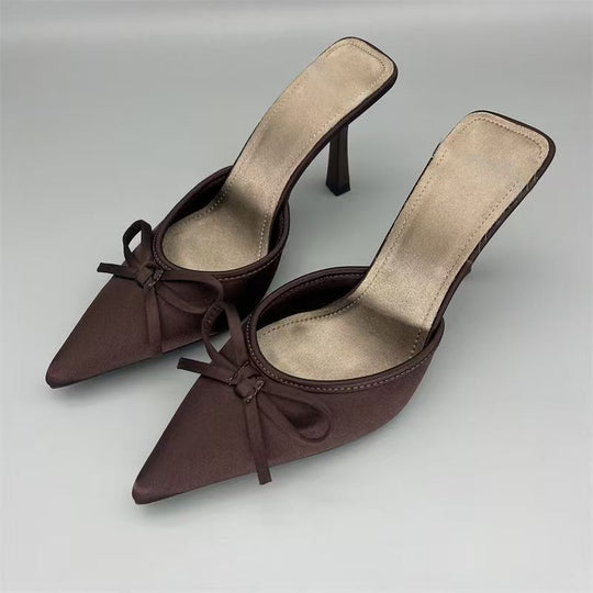 Damen elegant spitze Mules mit Schleifenverzierung R&B