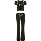 Damen Sportliches Set mit tiefem Ausschnitt und eleganter Kordelzug-Drapierung R&B