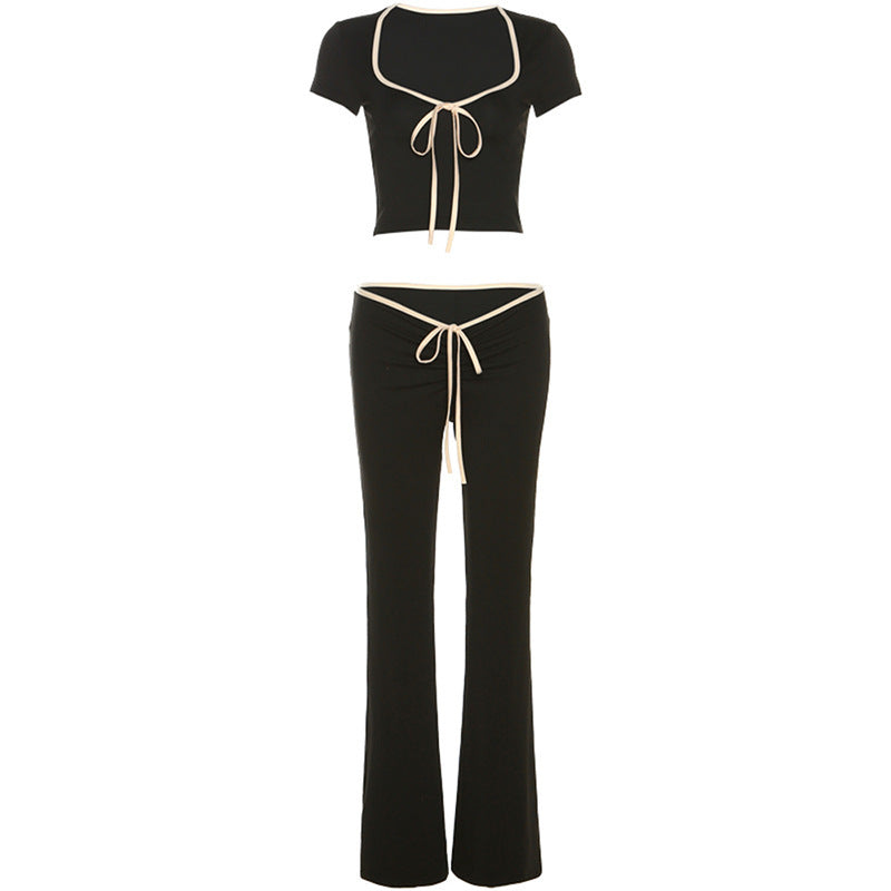Damen Sportliches Set mit tiefem Ausschnitt und eleganter Kordelzug-Drapierung R&B