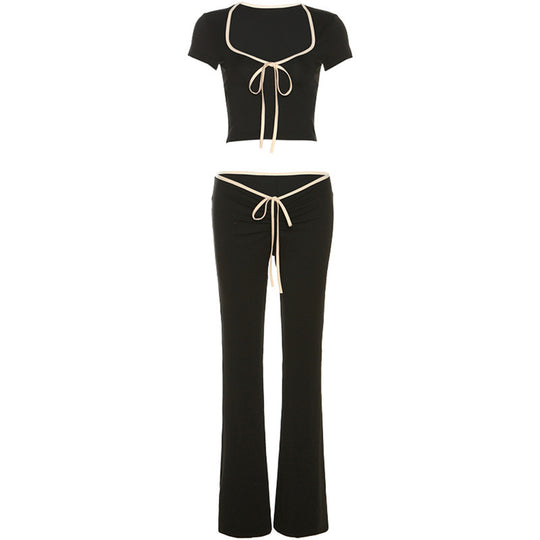Damen Sportliches Set mit tiefem Ausschnitt und eleganter Kordelzug-Drapierung R&B