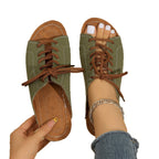 Damen bequeme Freizeit-Sandalen mit Schnürung und atmungsaktiver Textiloberfläche R&B