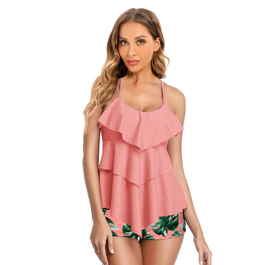 Damen Tankini mit fließendem Rüschendesign und floralem Print R&B