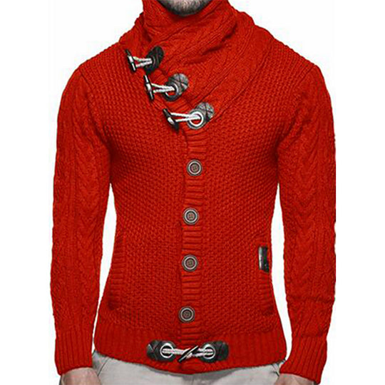 Herren Strickjacke mit asymmetrischem Kragen und einzigartigem Knopfdesign R&B