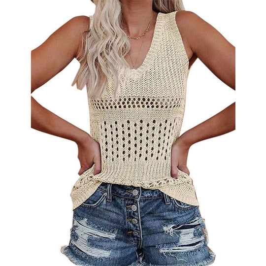 Damen Stricktanktop mit vielseitigem Lochmuster R&B