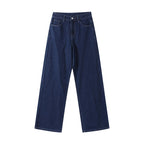 Damen Hoch taillierte Jeans mit weitem Bein und edler Verarbeitung