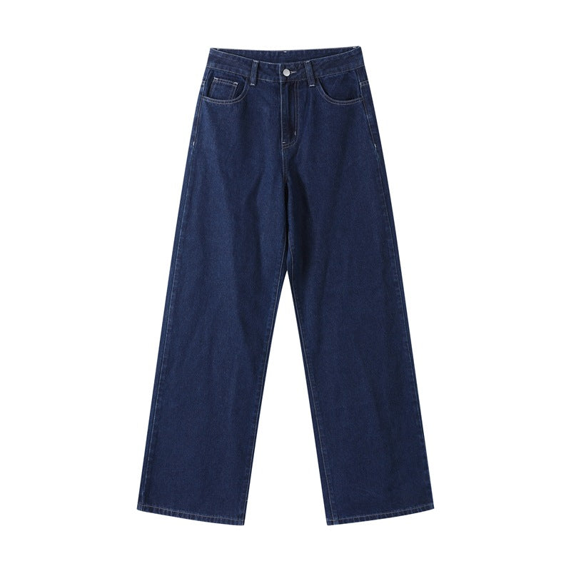 Damen Hoch taillierte Jeans mit weitem Bein und edler Verarbeitung