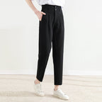 Damen Bundfalten Stoffhose mit schmalem Bein