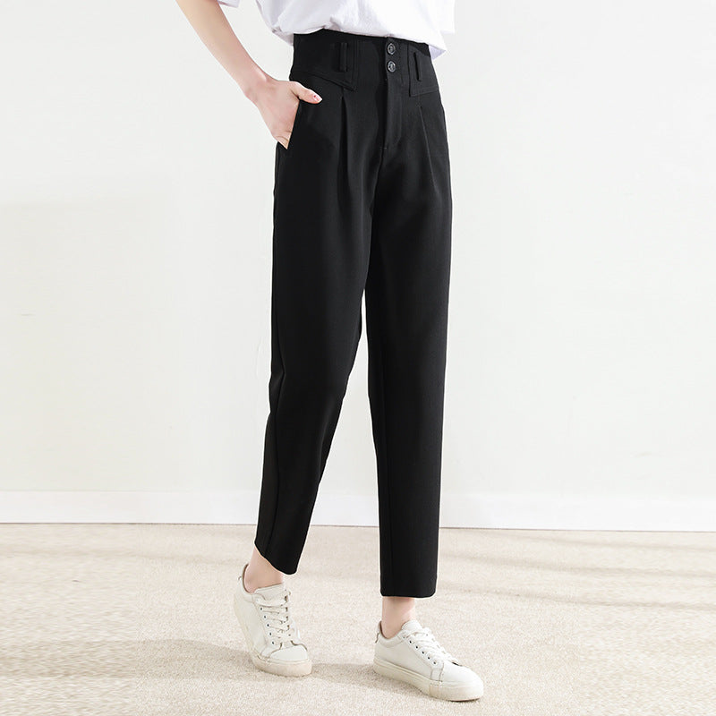 Damen Bundfalten Stoffhose mit schmalem Bein