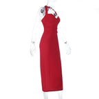 Damen figurbetontes Abendkleid mit Halterneck-Design R&B