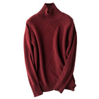 Damen Strickpullover mit hohem Kragen und Rautenmuster R&B