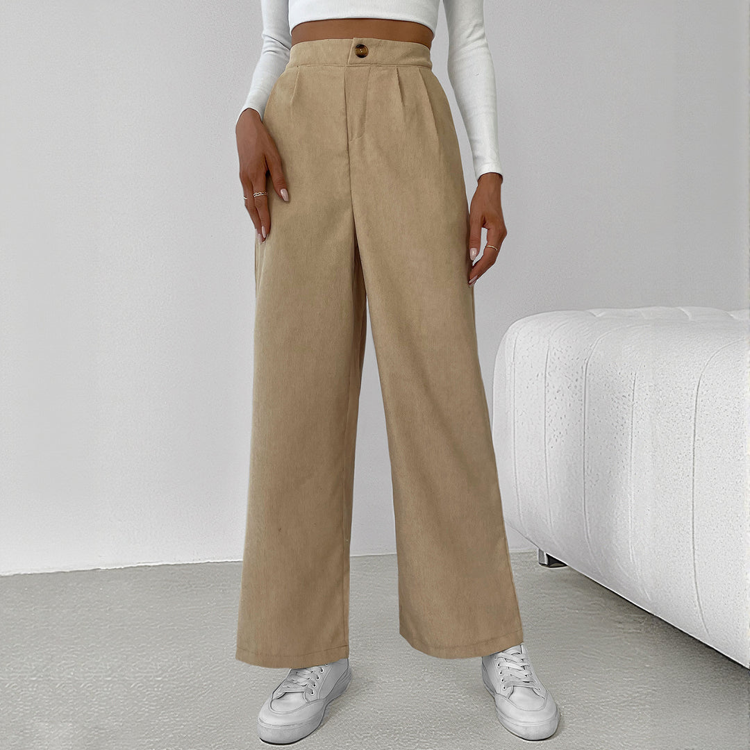 Damen stylische weite Hose mit hoher Taille und elegantem Schnitt R&B