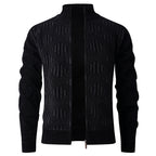 Herren elegante Strickjacke mit strukturiertem Design und hohem Stehkragen R&B