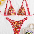 Damen Triangel-Bikini-Set mit lR&Bhaftem Strandmotiv R&B