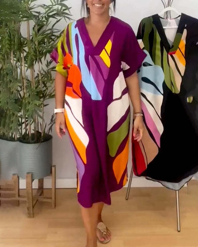 Damen Sommerliches Kleid mit aufregendem Blattmuster R&B