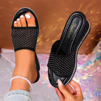 Damen modische Plateau Sandalen mit Netzdesign und Glitzerakzenten R&B