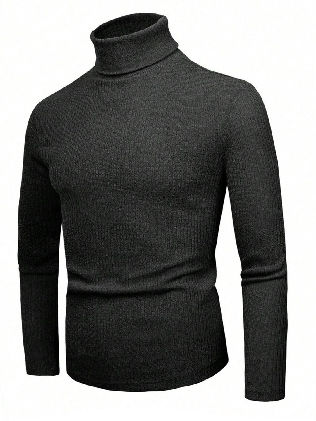 Damen eleganter Strickpullover mit hohem Kragen und feiner Rippenstruktur R&B