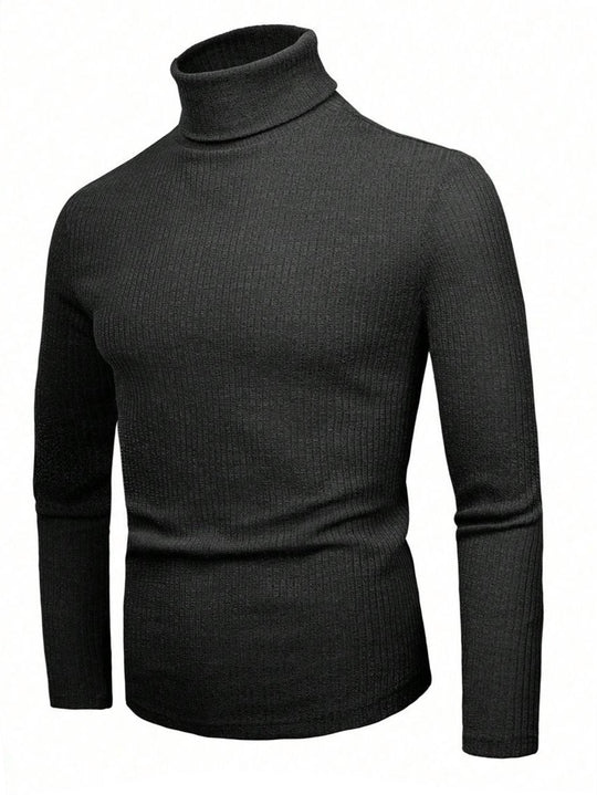 Damen eleganter Strickpullover mit hohem Kragen und feiner Rippenstruktur R&B