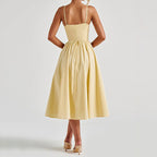 Damen Midikleid mit herzförmigem Ausschnitt und schwingendem Rock