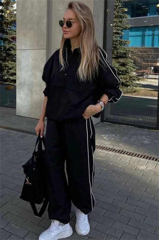 Damen sportliche Oversized-Jacke mit kurzem Reißverschluss und elastischen Bündchen R&B